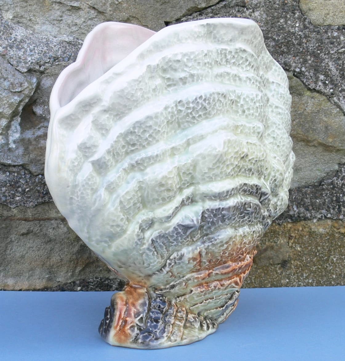 Large Vintage Sylvac 3525 Clam Shell Vase & Frog